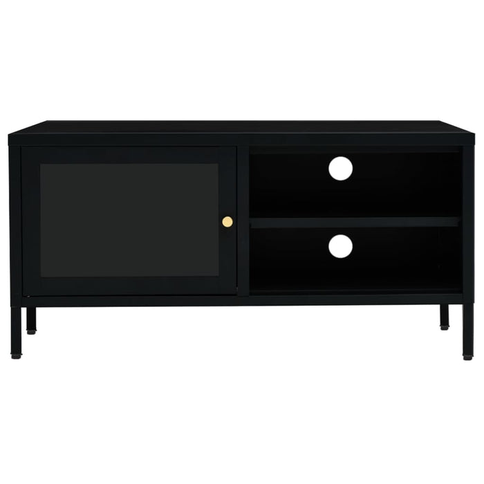 Dulap TV, negru, 90x30x44 cm, oțel și sticlă - WALTI WALTI