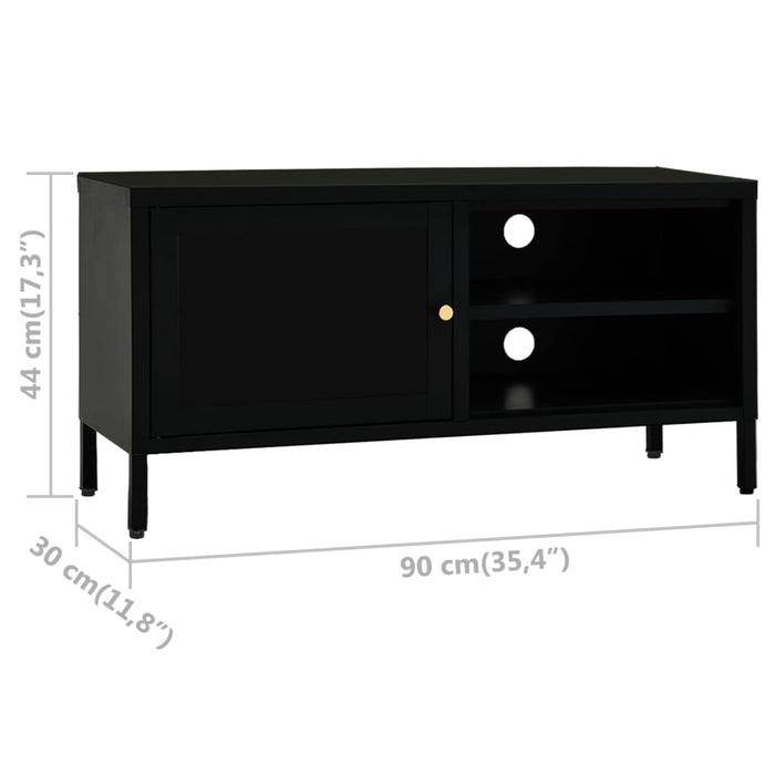 Dulap TV, negru, 90x30x44 cm, oțel și sticlă - WALTI WALTI