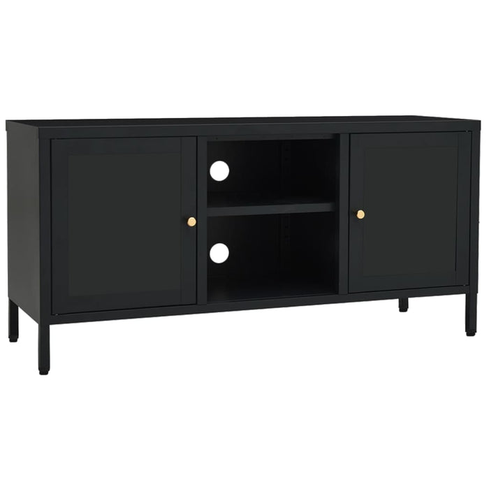 Dulap TV, negru, 105x35x52 cm, oțel și sticlă - WALTI WALTI