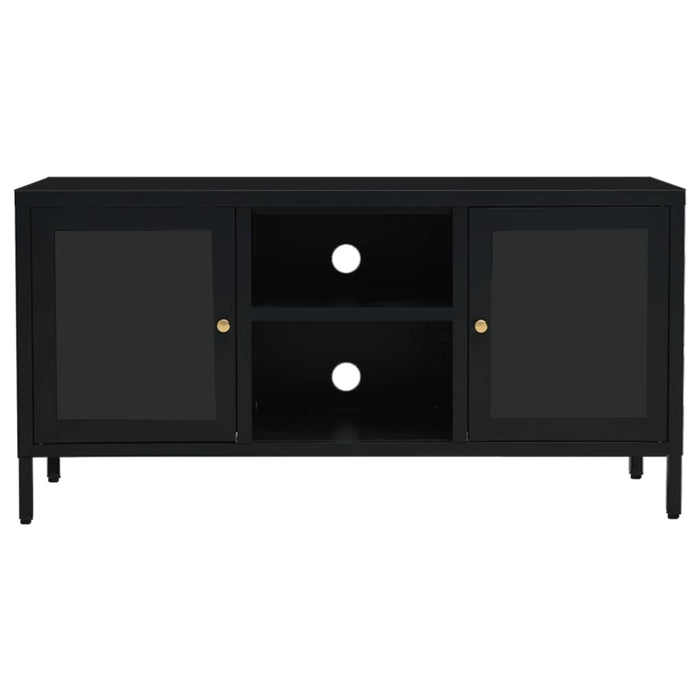 Dulap TV, negru, 105x35x52 cm, oțel și sticlă - WALTI WALTI