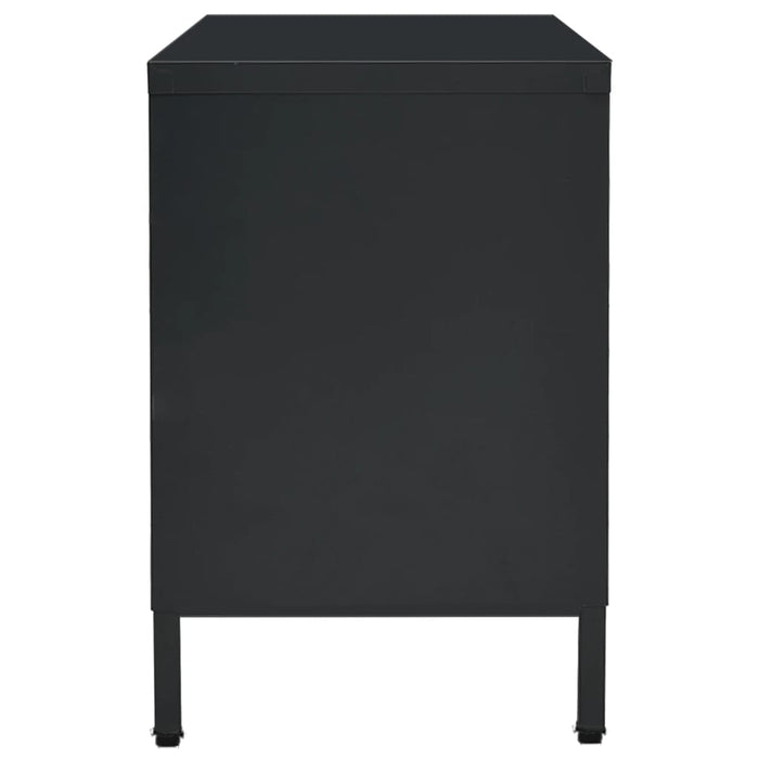 Dulap TV, negru, 105x35x52 cm, oțel și sticlă - WALTI WALTI