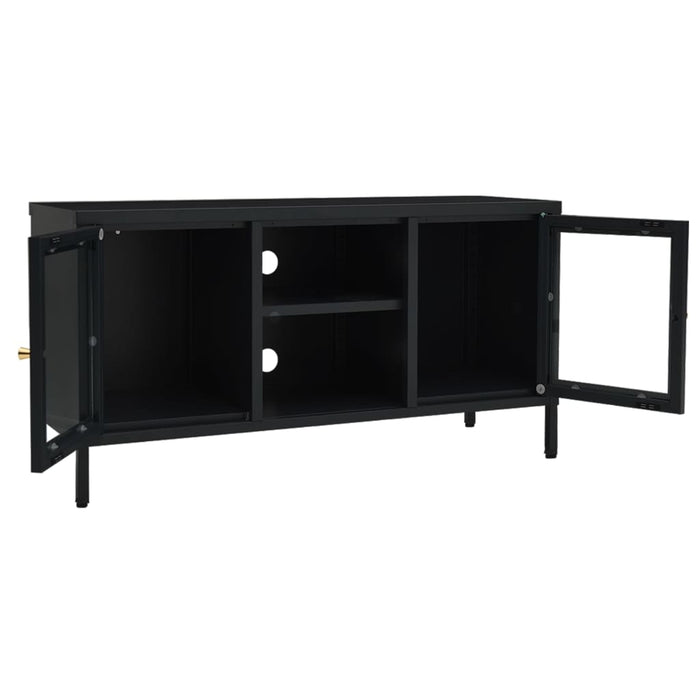 Dulap TV, negru, 105x35x52 cm, oțel și sticlă - WALTI WALTI
