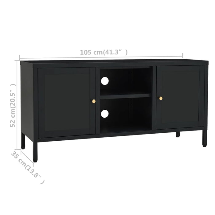 Dulap TV, negru, 105x35x52 cm, oțel și sticlă - WALTI WALTI