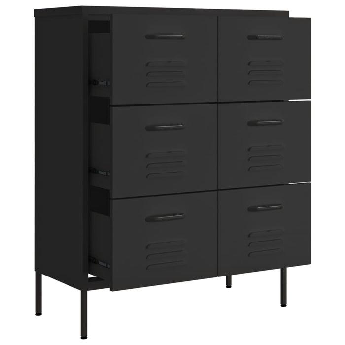 Dulap cu sertare, negru, 80x35x101,5 cm, oțel WALTI