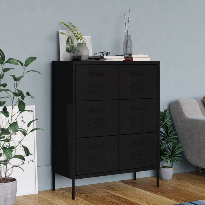 Dulap cu sertare, negru, 80x35x101,5 cm, oțel WALTI