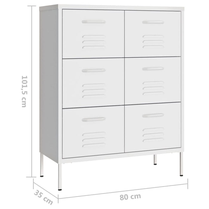 Dulap cu sertare, alb, 80x35x101,5 cm, oțel - WALTI WALTI