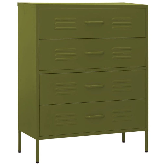 Comodă cu sertare, verde măsliniu, 80x35x101,5 cm oțel - WALTI WALTI