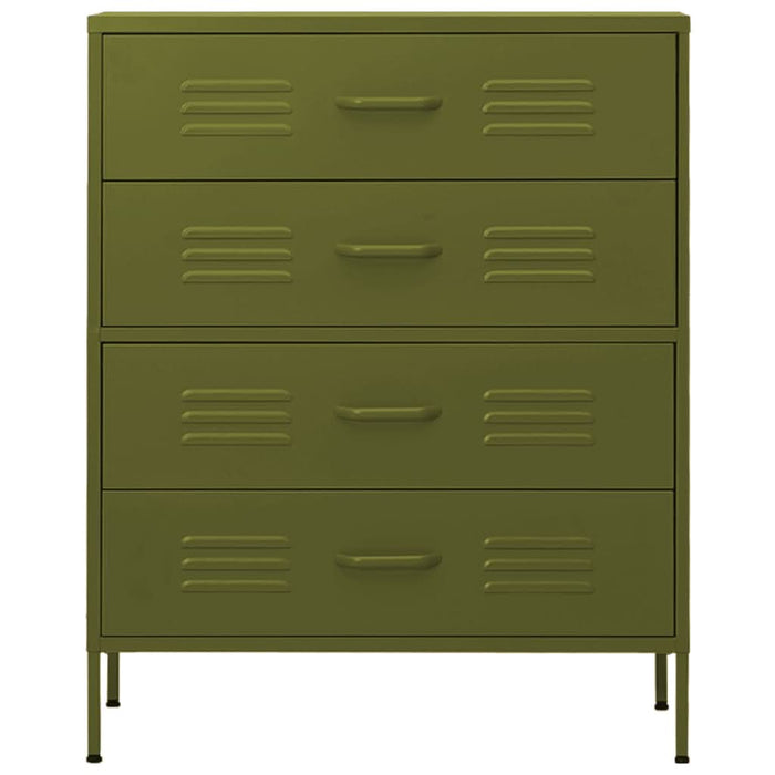 Comodă cu sertare, verde măsliniu, 80x35x101,5 cm oțel - WALTI WALTI