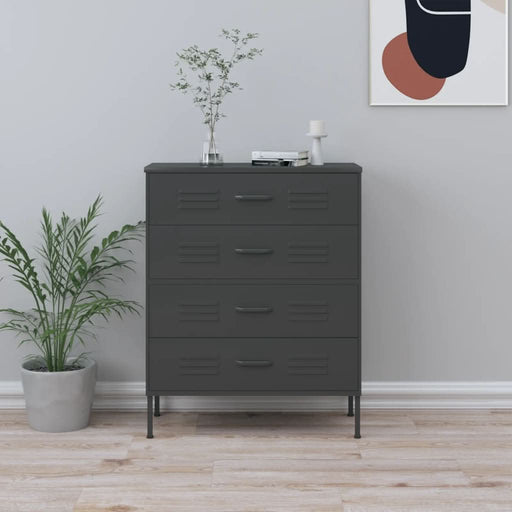 Comodă cu sertare, antracit, 80x35x101,5 cm, oțel - WALTI WALTI