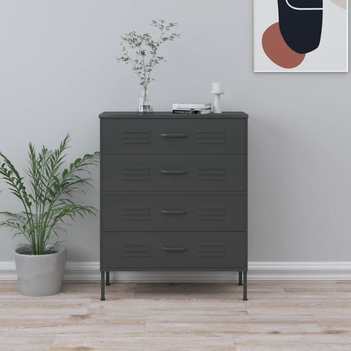 Comodă cu sertare, antracit, 80x35x101,5 cm, oțel - WALTI WALTI