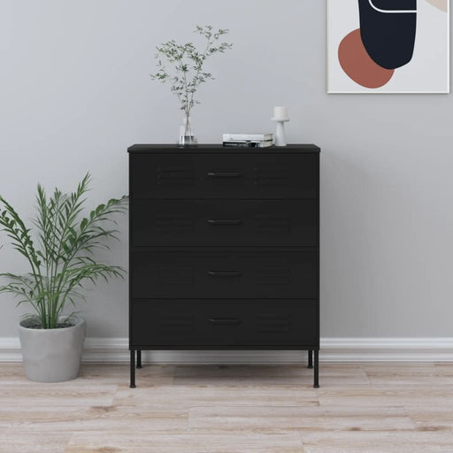 Comodă cu sertare, negru, 80x35x101,5 cm, oțel - WALTI WALTI