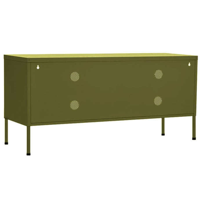 Comodă TV, verde măsliniu, 105x35x50 cm, oțel WALTI