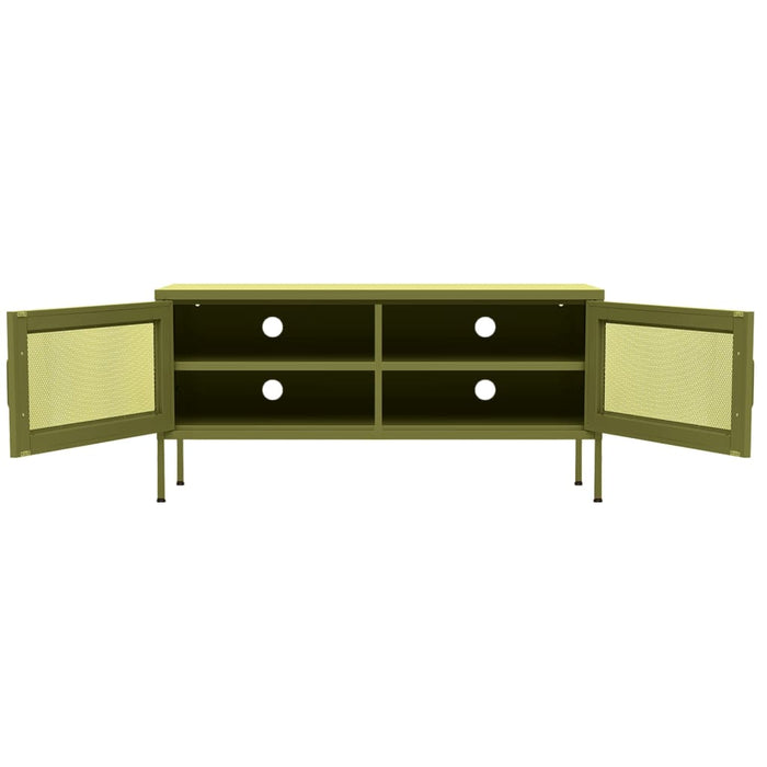 Comodă TV, verde măsliniu, 105x35x50 cm, oțel WALTI