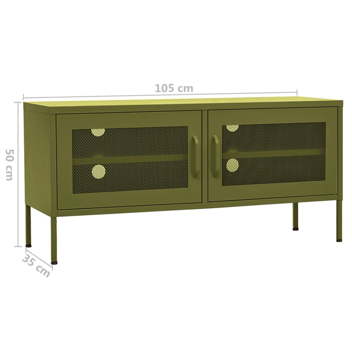 Comodă TV, verde măsliniu, 105x35x50 cm, oțel WALTI