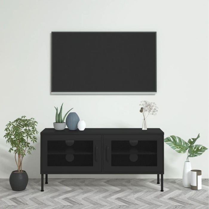 Comodă TV, negru, 105x35x50 cm, oțel - WALTI WALTI
