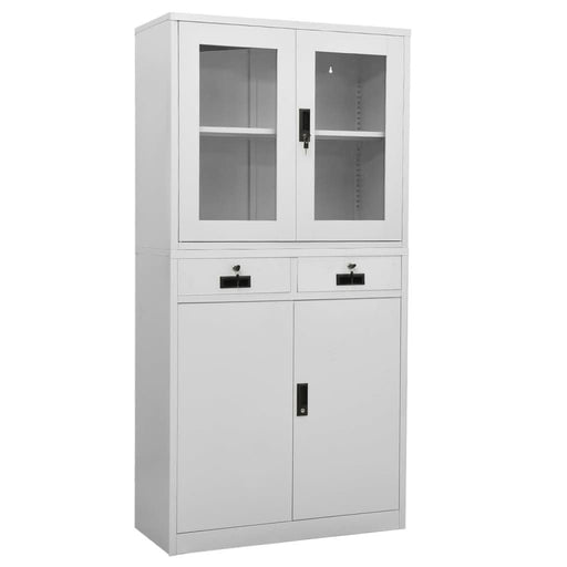 Dulap de birou gri deschis 90x40x180 cm oțel/sticlă securizată - WALTI WALTI