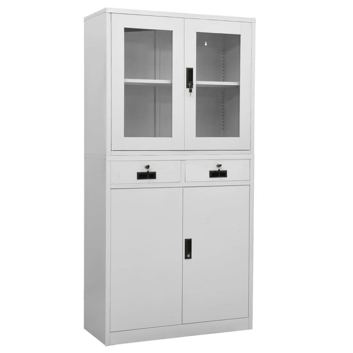 Dulap de birou gri deschis 90x40x180 cm oțel/sticlă securizată - WALTI WALTI