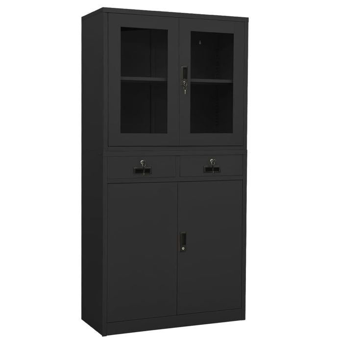 Dulap de birou, antracit, 90x40x180 cm, oțel/sticlă securizată WALTI