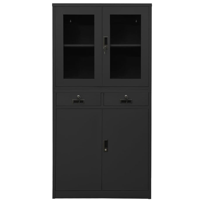 Dulap de birou, antracit, 90x40x180 cm, oțel/sticlă securizată WALTI