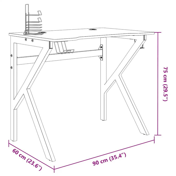 Birou de gaming cu picioare în formă de K, negru, 90x60x75 cm - WALTI WALTI