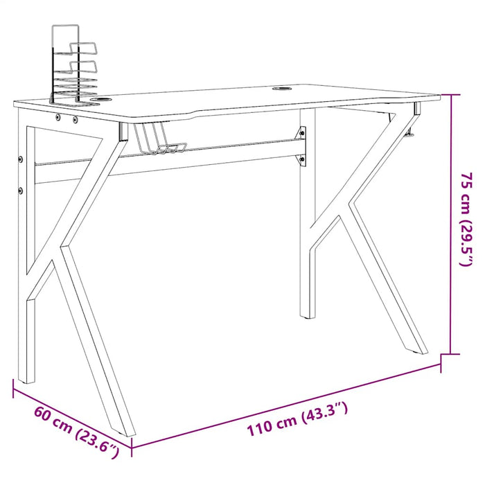 Birou de gaming cu picioare formă K, negru, 110x60x75 cm - WALTI WALTI