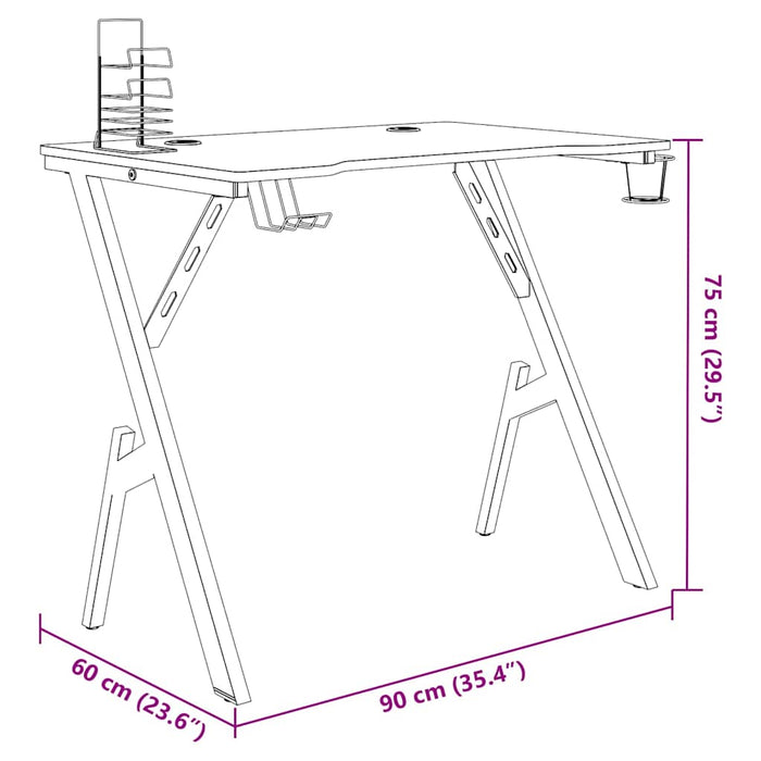 Birou de gaming cu picioare în formă de Y, negru, 90x60x75 cm - WALTI WALTI