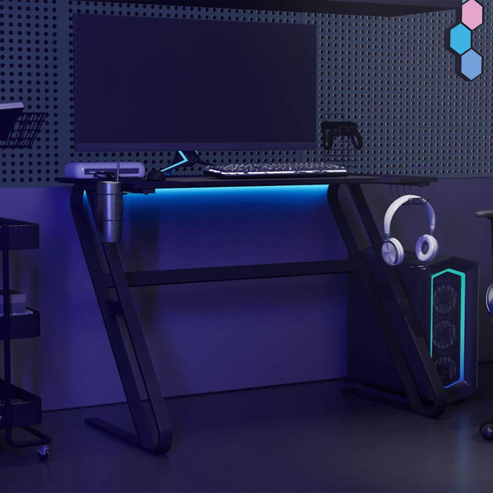 Birou de gaming cu picioare în formă de ZZ, negru, 110x60x75 cm - WALTI WALTI