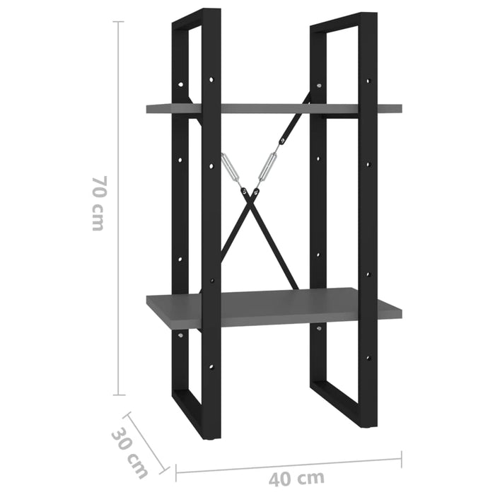 Bibliotecă cu 2 rafturi, gri, 40x30x70 cm, PAL - WALTI WALTI