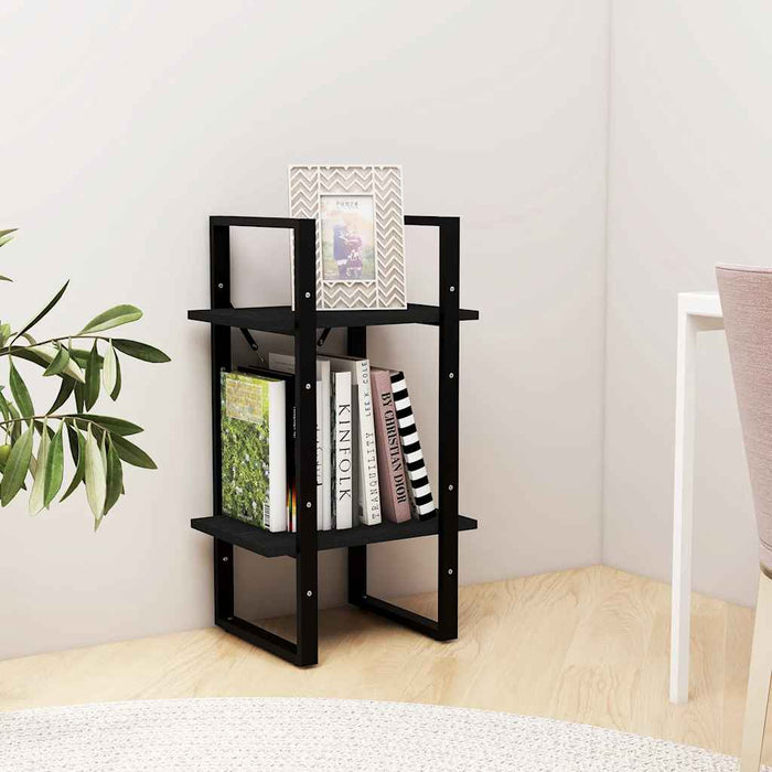 Bibliotecă cu 2 rafturi, negru, 40x30x70 cm, lemn masiv de pin - WALTI WALTI