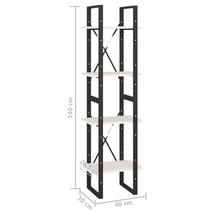 Bibliotecă cu 4 rafturi, alb, 40x30x140 cm, lemn masiv de pin - WALTI WALTI