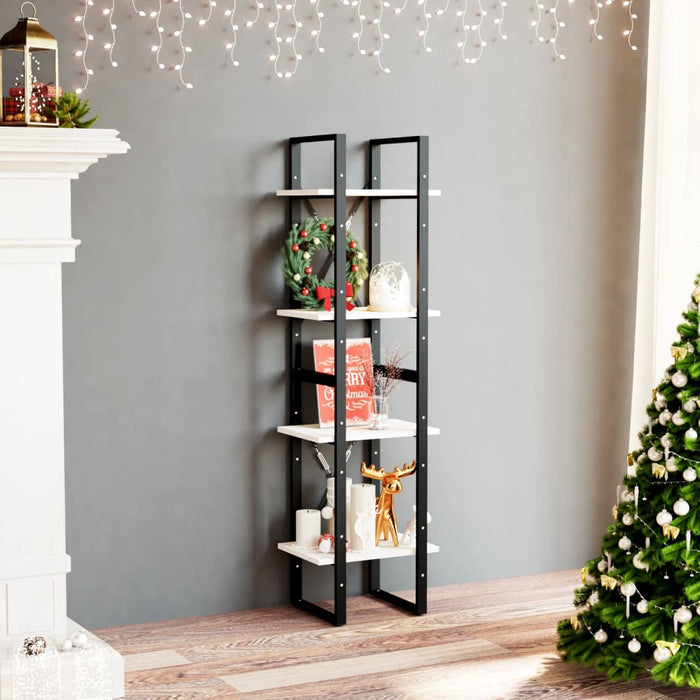 Bibliotecă cu 4 rafturi, alb, 40x30x140 cm, lemn masiv de pin - WALTI WALTI