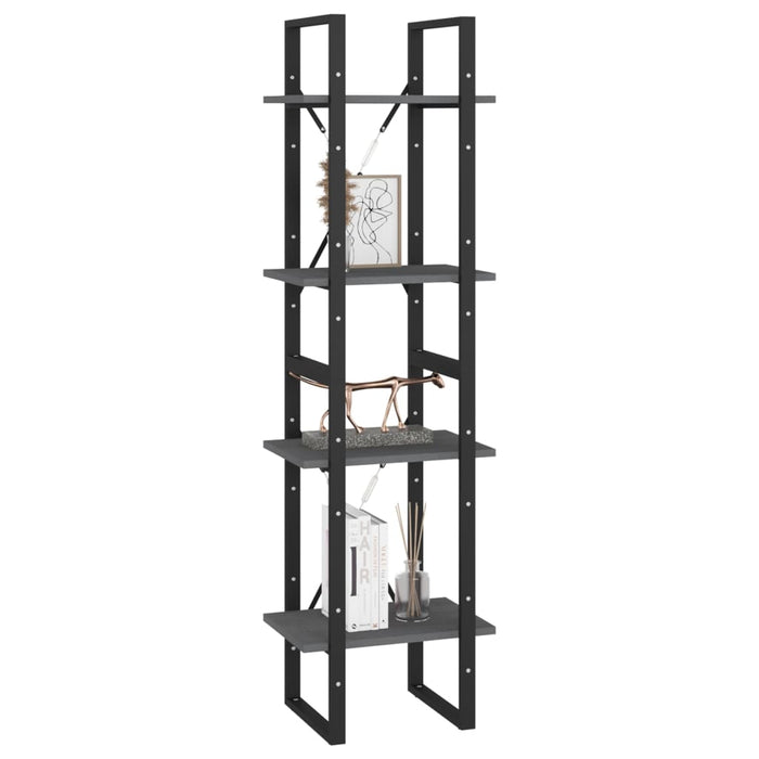 Bibliotecă cu 4 rafturi, gri, 40x30x140 cm, lemn masiv de pin - WALTI WALTI
