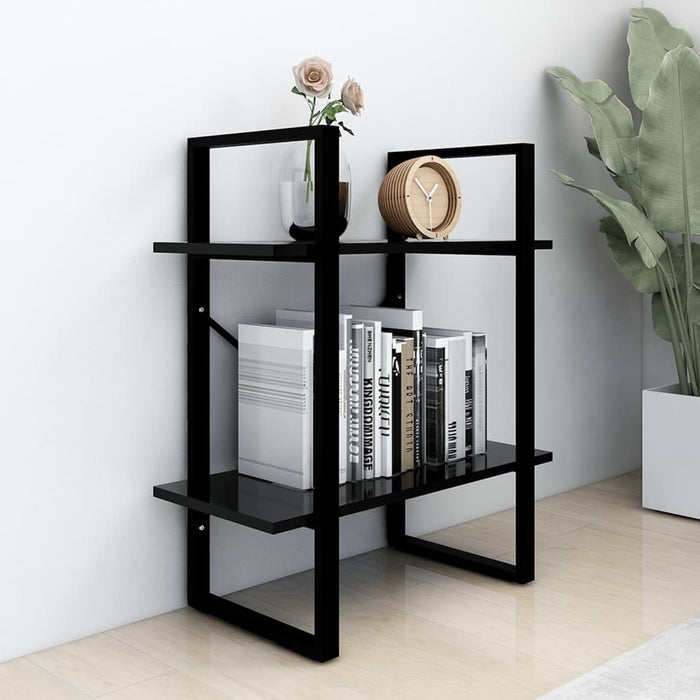 Bibliotecă cu 2 rafturi, negru, 60x30x70 cm, PAL WALTI