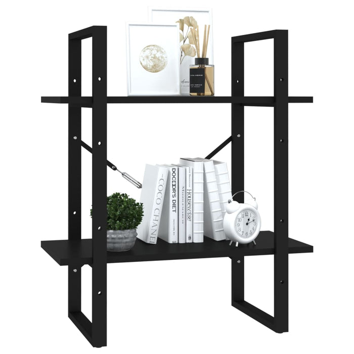 Bibliotecă cu 2 rafturi, negru, 60x30x70 cm, PAL WALTI