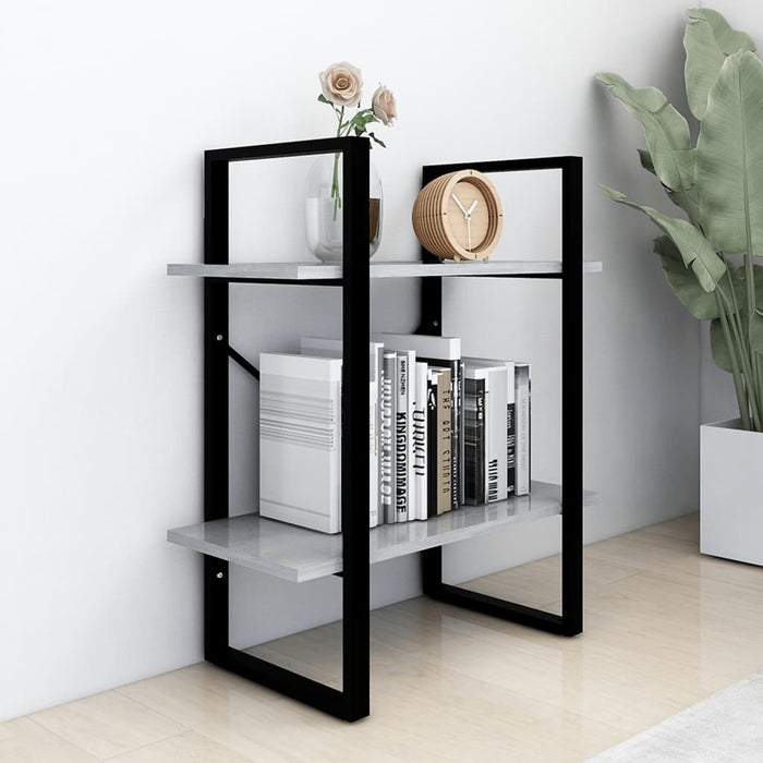 Bibliotecă cu 2 rafturi, gri beton, 60x30x70 cm, PAL - WALTI WALTI