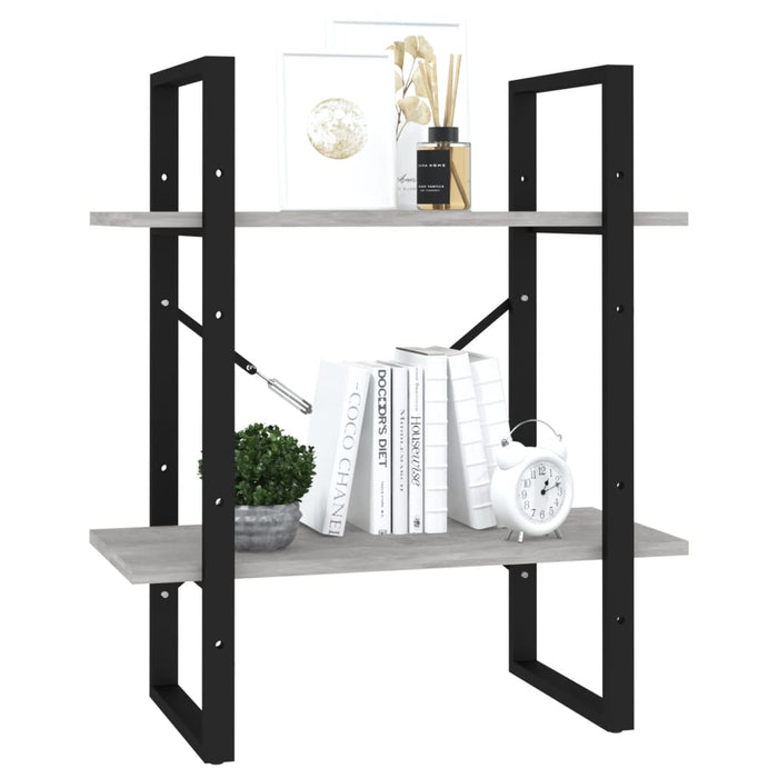 Bibliotecă cu 2 rafturi, gri beton, 60x30x70 cm, PAL - WALTI WALTI