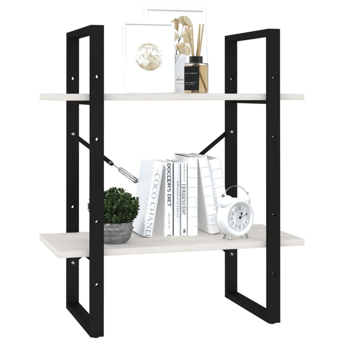 Bibliotecă cu 2 rafturi, alb ,60x30x70 cm, lemn masiv de pin - WALTI WALTI