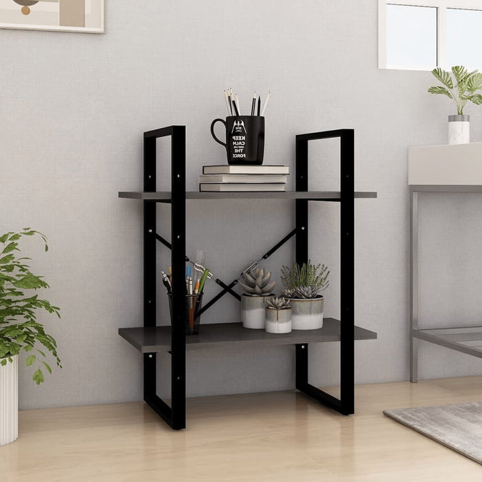 Bibliotecă cu 2 rafturi, gri, 60x30x70 cm, lemn masiv de pin - WALTI WALTI