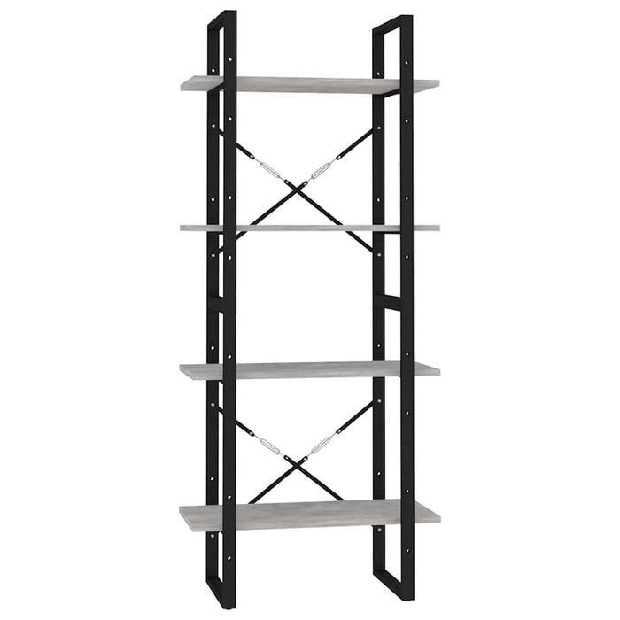 Bibliotecă cu 4 rafturi, gri beton, 60x30x140 cm, PAL WALTI