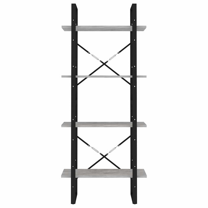 Bibliotecă cu 4 rafturi, gri beton, 60x30x140 cm, PAL WALTI