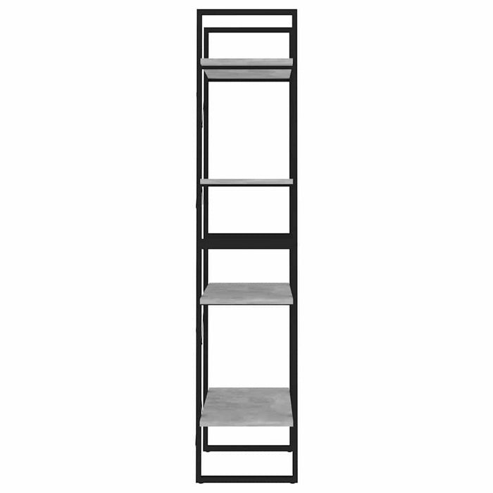 Bibliotecă cu 4 rafturi, gri beton, 60x30x140 cm, PAL WALTI