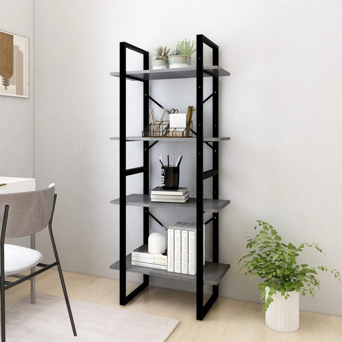 Bibliotecă cu 4 rafturi, gri, 60x30x140 cm, lemn masiv de pin - WALTI WALTI