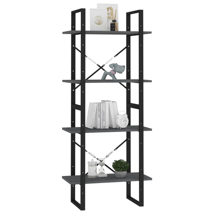 Bibliotecă cu 4 rafturi, gri, 60x30x140 cm, lemn masiv de pin - WALTI WALTI