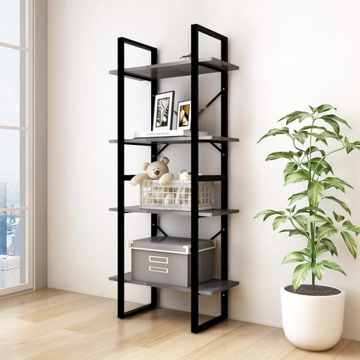 Bibliotecă cu 4 rafturi, gri, 60x30x140 cm, lemn masiv de pin - WALTI WALTI