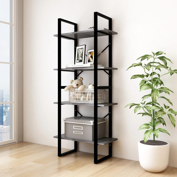 Bibliotecă cu 4 rafturi, gri, 60x30x140 cm, lemn masiv de pin - WALTI WALTI