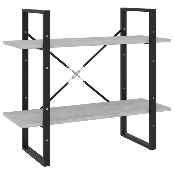 Bibliotecă cu 2 rafturi, gri beton, 80x30x70 cm, PAL - WALTI WALTI