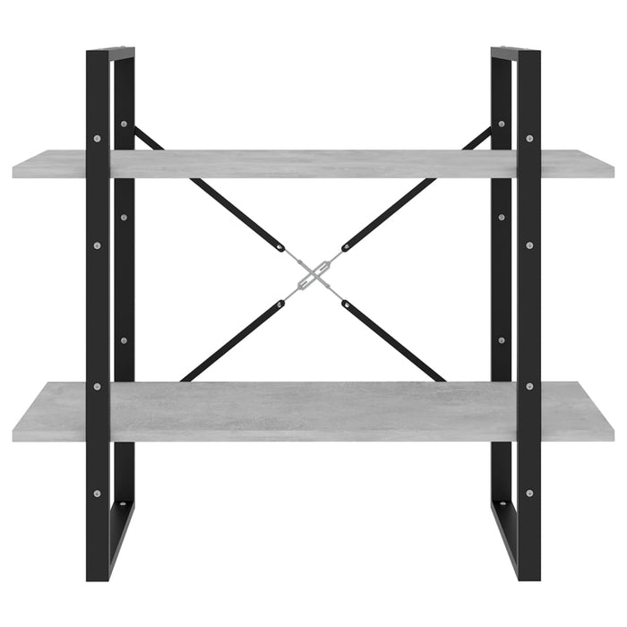 Bibliotecă cu 2 rafturi, gri beton, 80x30x70 cm, PAL - WALTI WALTI