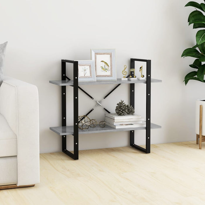 Bibliotecă cu 2 rafturi, gri beton, 80x30x70 cm, PAL - WALTI WALTI