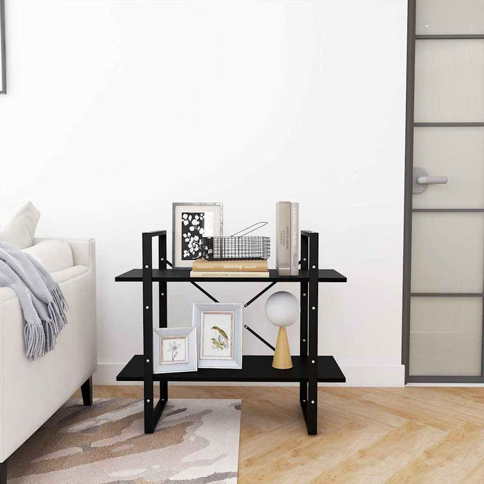 Bibliotecă cu 2 rafturi, negru, 80x30x70 cm, lemn masiv de pin - WALTI WALTI