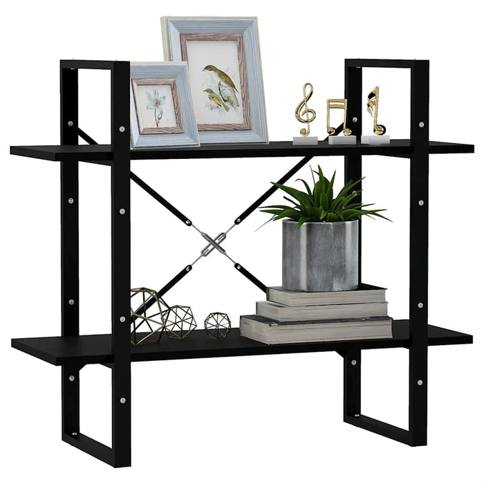 Bibliotecă cu 2 rafturi, negru, 80x30x70 cm, lemn masiv de pin - WALTI WALTI